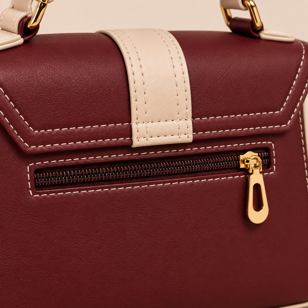 Avelora Maroon & Cream Handbag