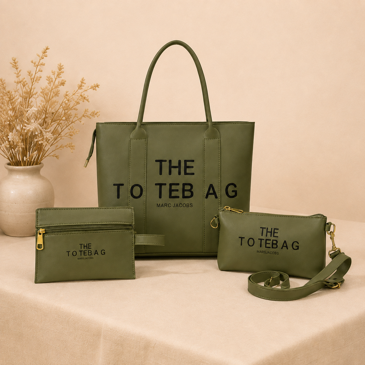Olive Luxe 3-Piece Handbag Set