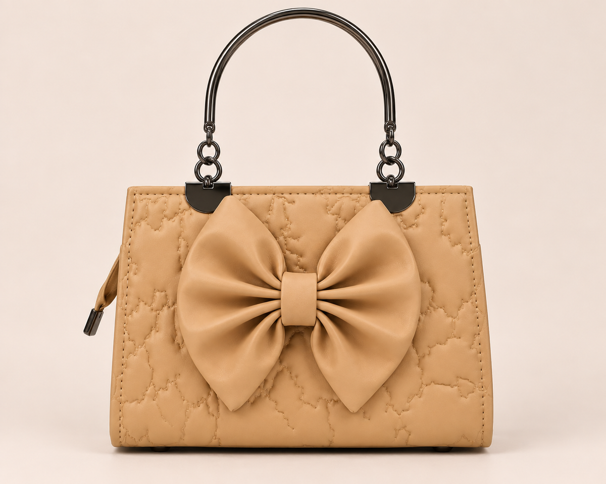 Roselle Bow Handbag – Nude