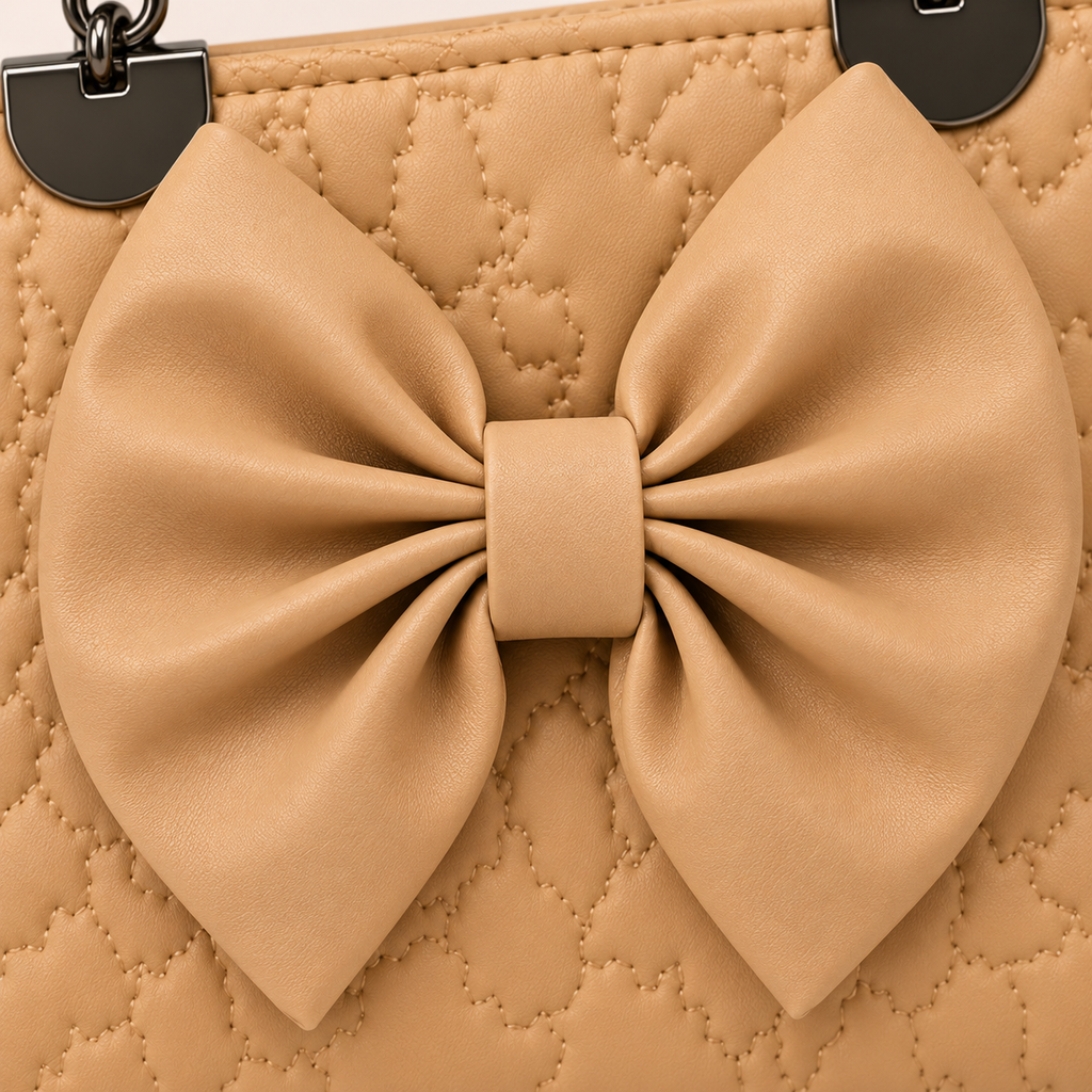 Roselle Bow Handbag – Nude