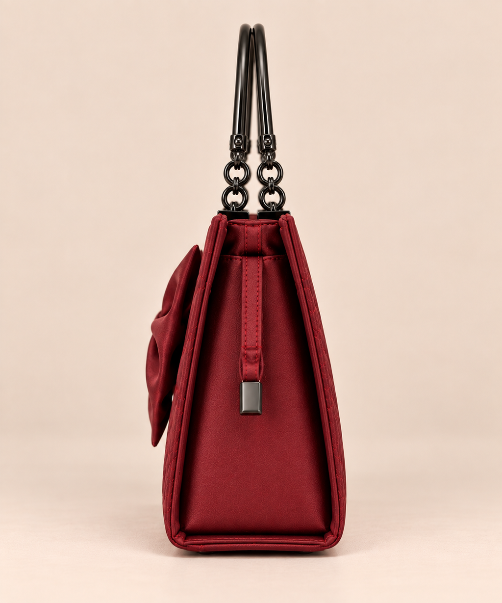 Roselle Bow Handbag – Ruby Red