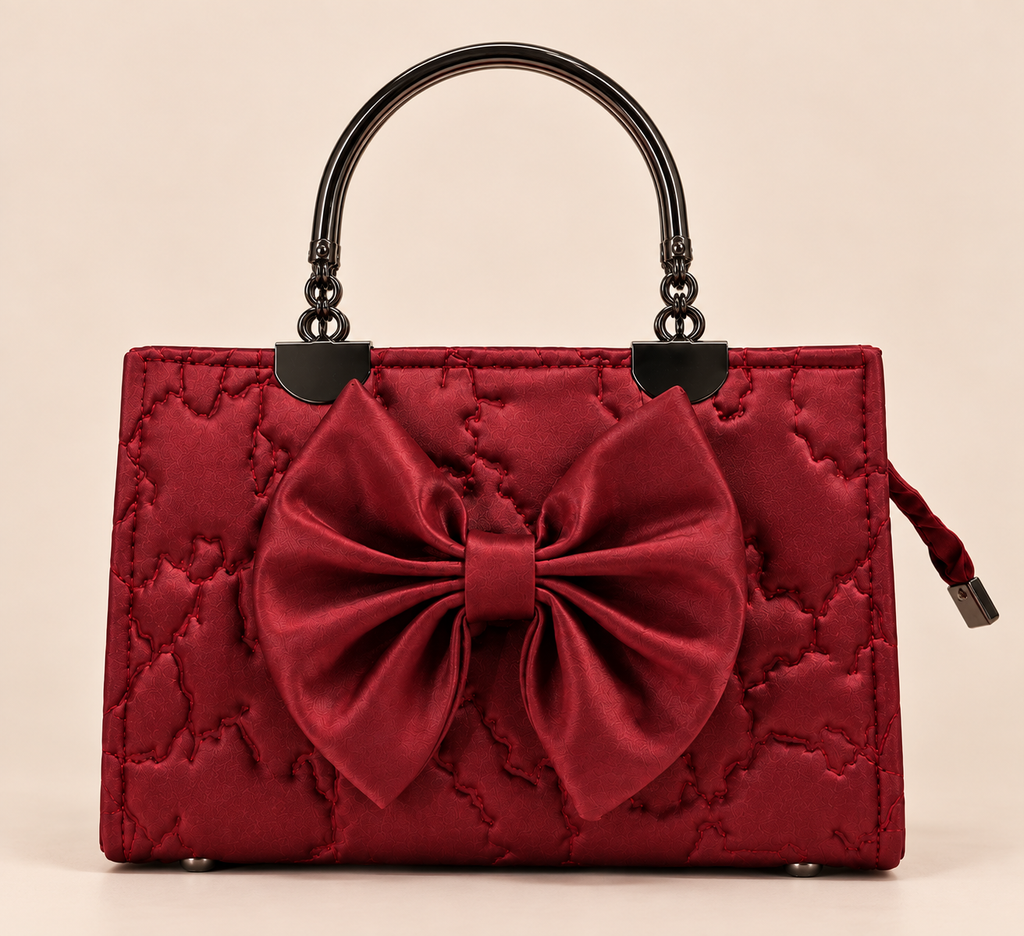 Roselle Bow Handbag – Ruby Red