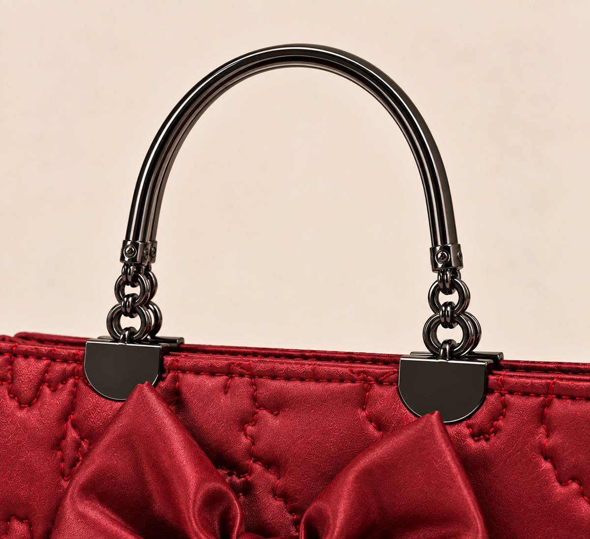 Roselle Bow Handbag – Ruby Red
