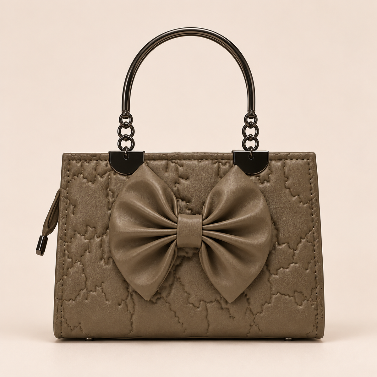 Roselle Bow Handbag – Taupe