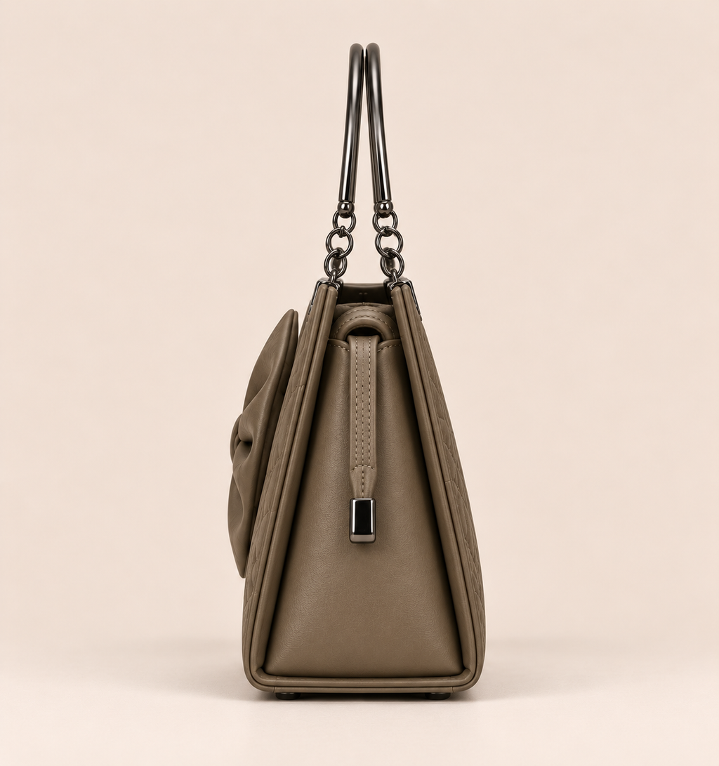 Roselle Bow Handbag – Taupe