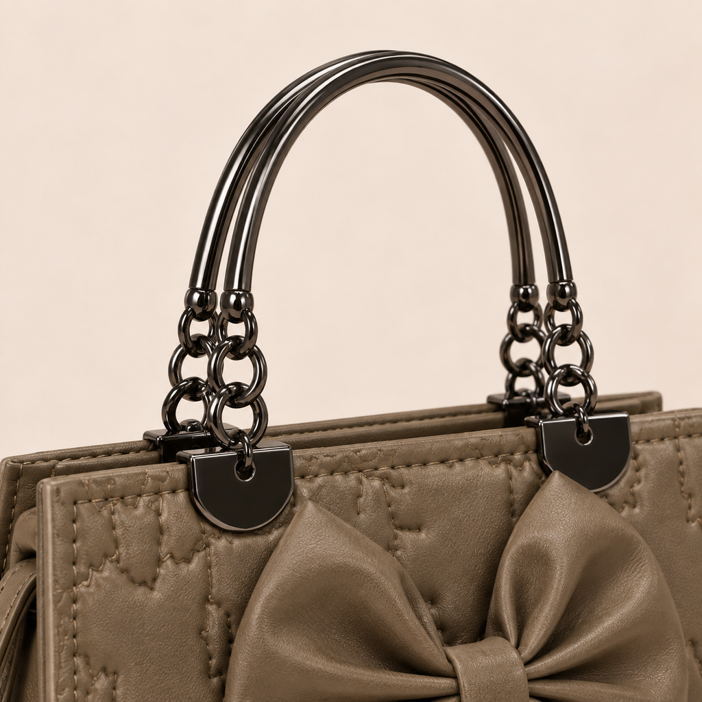 Roselle Bow Handbag – Taupe