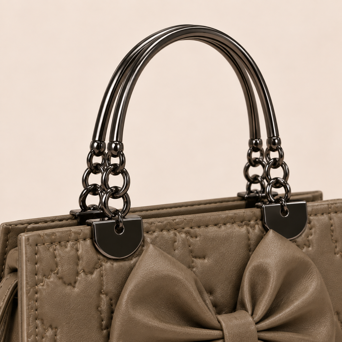 Roselle Bow Handbag – Taupe